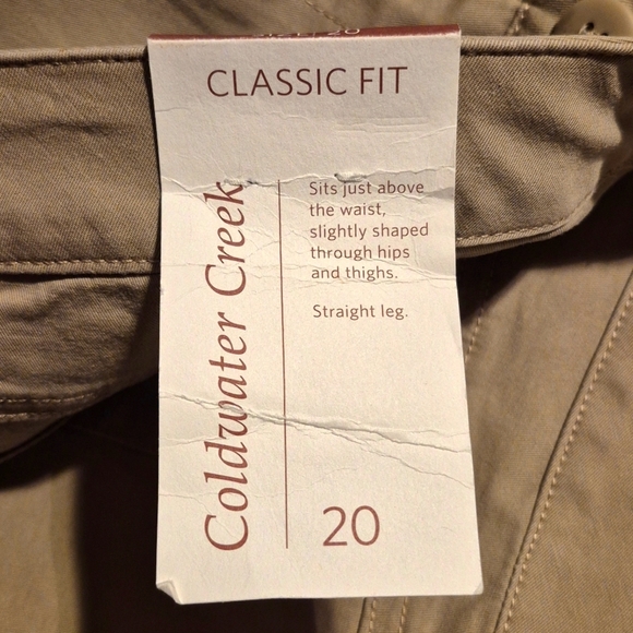 Coldwater Creek women's size 20 classic fit stretch fabric dress pants, tan, NWT - Picture 7 of 9